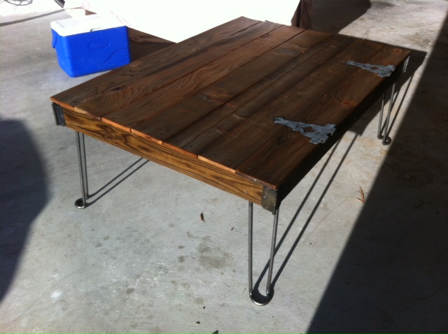 square coffee table with hairpin legs