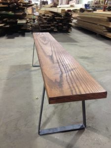 reclaimed oak bench with metal bench legs