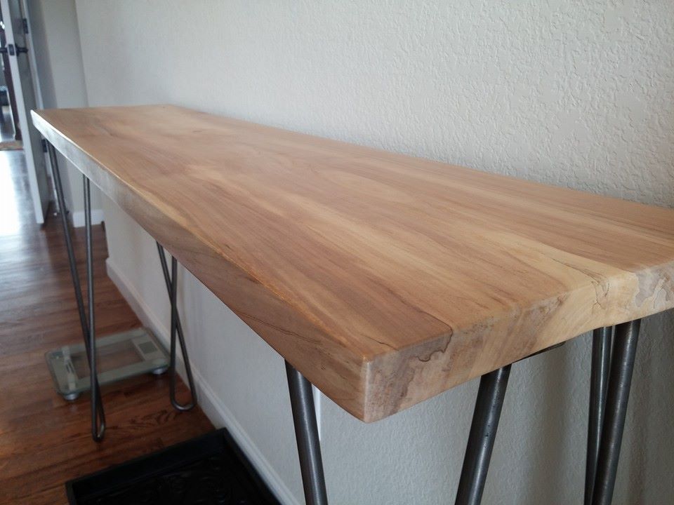 slim entryway table with hairpin table legs