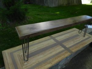 black walnut bench with hairpin legs