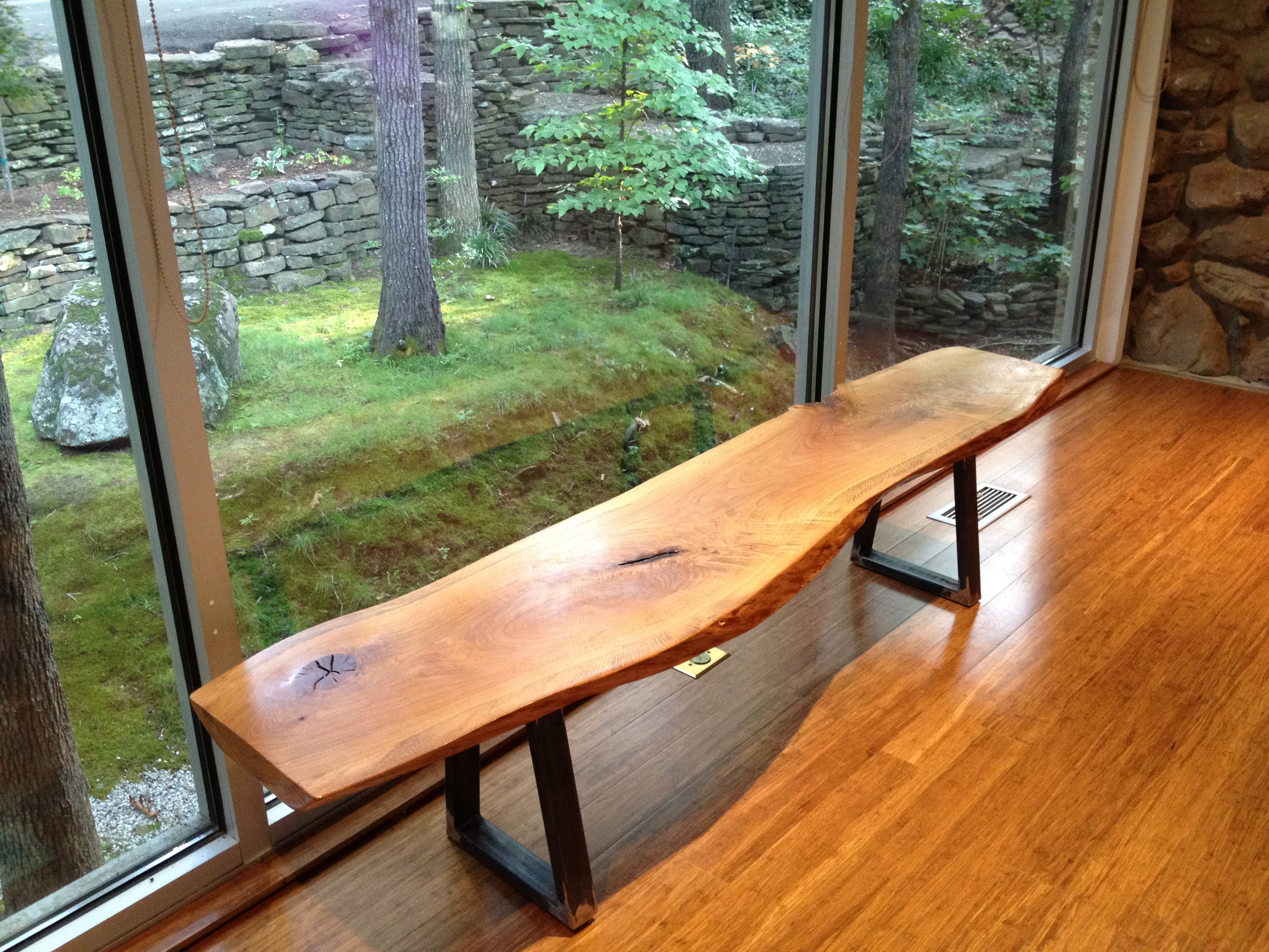 diy oak bench with metal bench legs