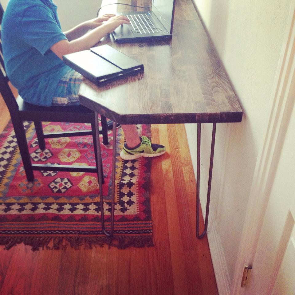 Hairpin Leg Desk Made With Ikea Butcher Block Countertop Modern Legs