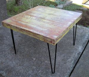 painted tabletop with hairpin legs