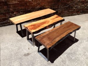 live edge benches with metal bench legs