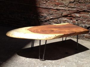 live edge coffee table with hairpin legs