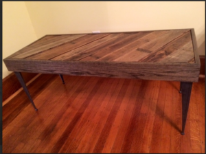 pallet wood coffee table with tapered angle iron legs