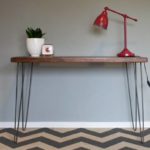 cedar entryway table with hairpin table legs