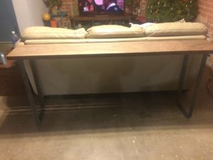 sofa table with custom metal table legs