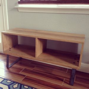 storage table with custom metal bench legs