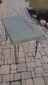 3 rod hairpin leg workbench with patina