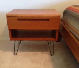 bedside table with short hairpin legs