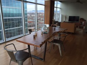 live edge conference table with custom metal legs