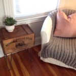 moosehead beer crate side table with hairpin legs