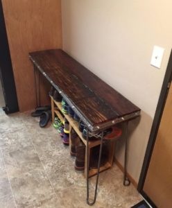 entryway table with water tower wood and hairpin legs