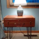 suitcase nightstand with hairpin legs