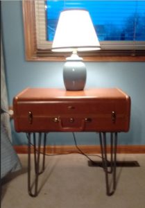suitcase nightstand with hairpin legs