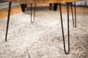 pine table with hairpin legs