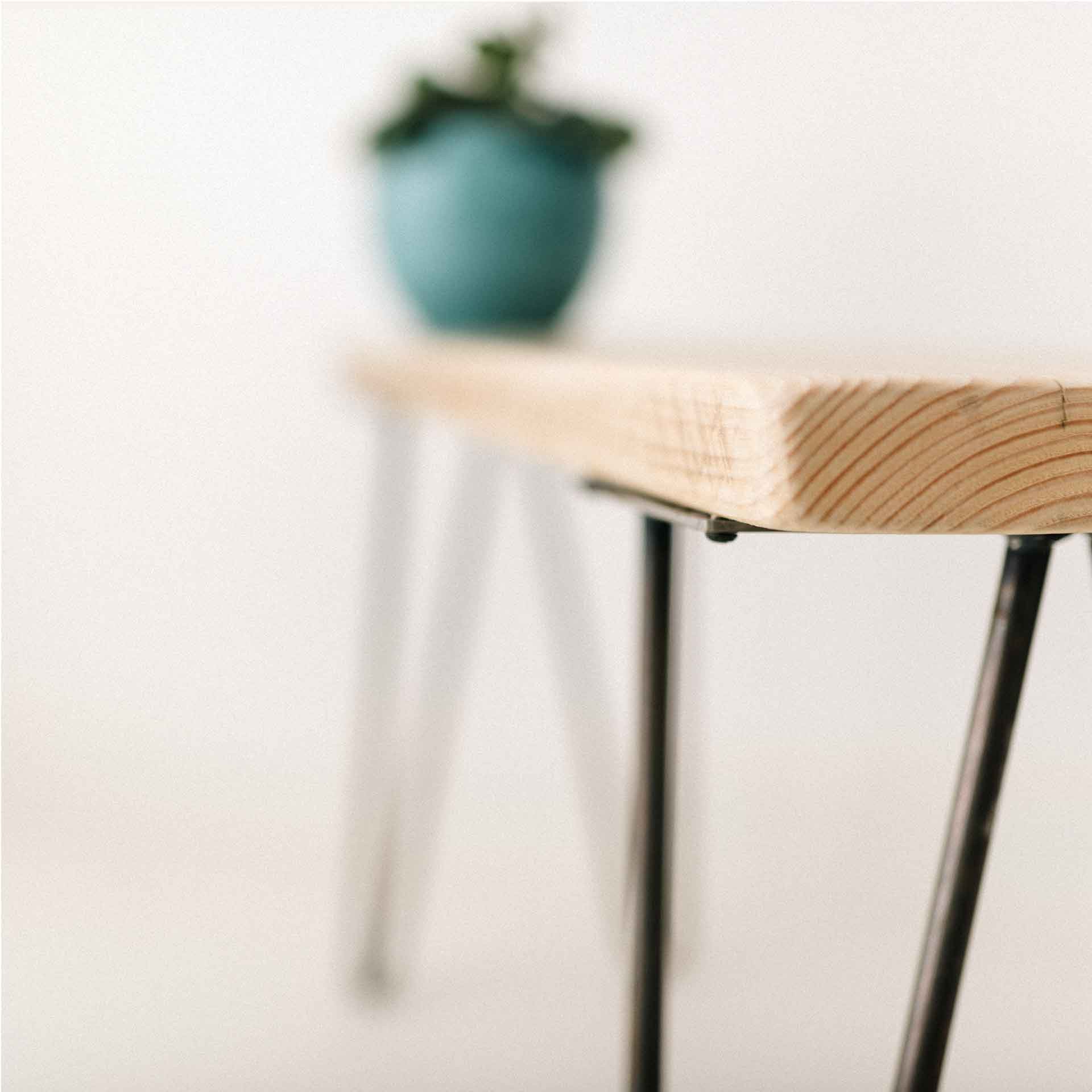 reclaimed scaffolding bench with hairpin legs