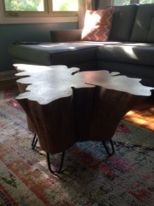 stump table with short hairpin legs